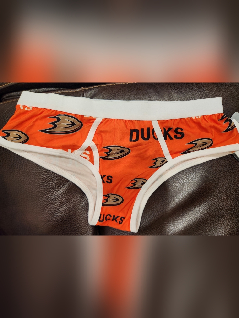 Woman's Anahiem Ducks Print Briefs with White Trim, Size S, NWT